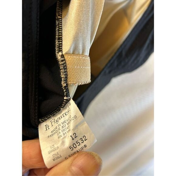 It Figures bathing suit rn#91106 Black Ribbed C Cup - Picture 6 of 8